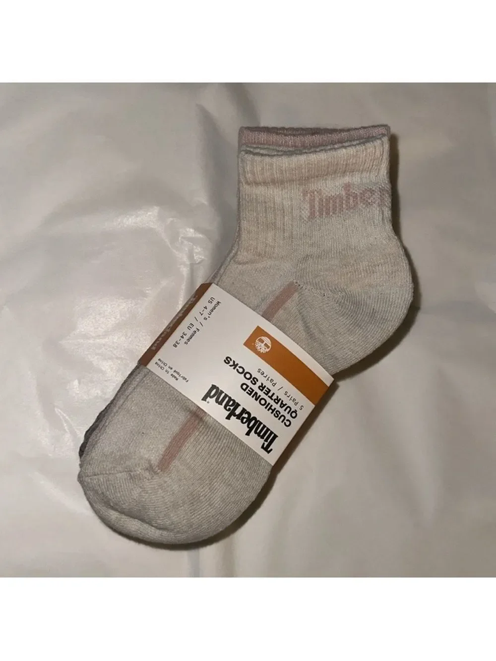 Timberland Ivory Gray Heather Aerated Half Cushioned Cotton Blend Socks 5 pack